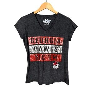 UGA Women's Touch by Alyssa Milano Gray Georgia Dawgs V-Neck Tee M